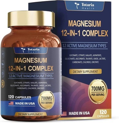 Magnesium 12 in 1 Complex 700mg - Glycinate Citrate Malate Taurate Support Daily