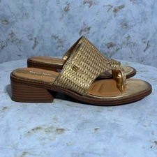 Franco Sarto Sia Women's Size 9M Shoes Gold Brown Comfort Thong Fashion Sandals