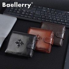 Business Men's PU Leather Bifold Wallet Credit Card ID Holder Flap Snap Purse