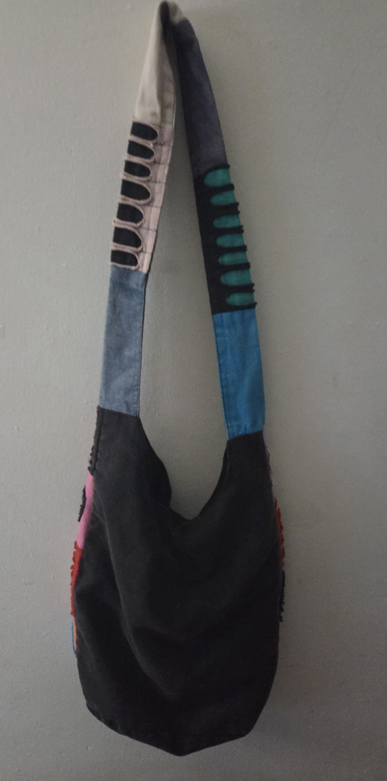 Boho Patchwork Shoulder Bag with A Flower and Spi… - image 2