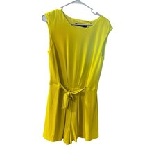 Zara Basic Women's Mustard Yellow Crew Neck Sleeveless Playsuit Romper Size S