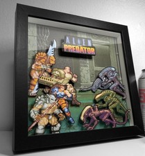 Alien Vs Predator pixel art shadow box, ispirato al classico gioco arcade