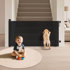 Retractable Baby Gate for Stairs Doorways, 34" Tall Extends to 55" Wide, Me...