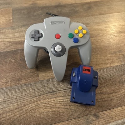 Nintendo 64 Controller OEM w/ Rumble Pack Grey Hall Analog Stick No drift CLEAN!