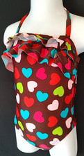 INFANT GIRLS 18 MONTH BROWN HEART PRINT 1 PIECE SWIMSUIT - NEW CLOTHING