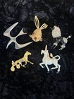Vintage Lot Of 5 Animal Brooches Poodle Rabbit Unicorn Bird Horse 