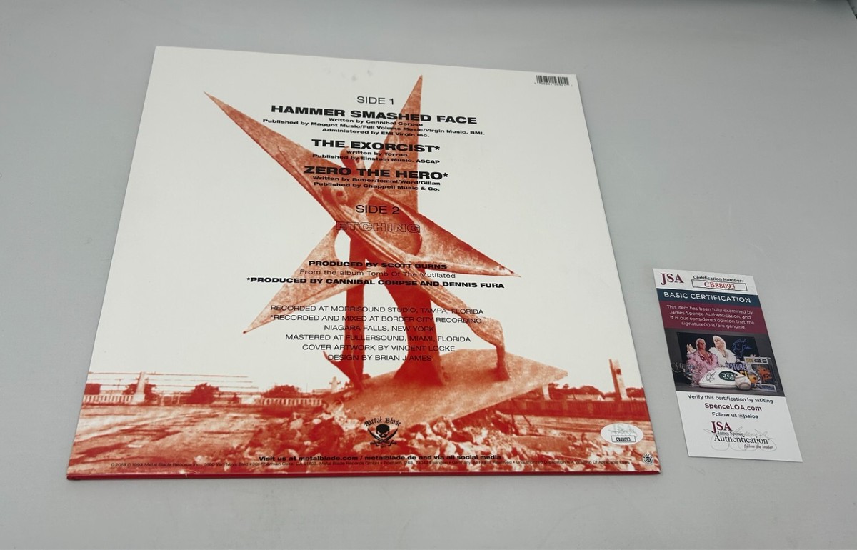 Cannibal Corpse signed Hammer Smashed Face Album (Chris & Jack
