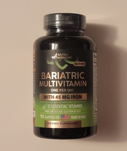 Nutra Harmony Bariatric Multivitamin With 45mg Iron, 90 Capsules, Exp. 08/2025