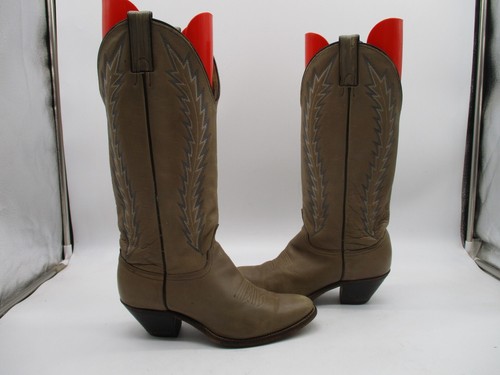 Vintage Abilene Tan Leather Tall Cowboy Boots Womens Size 8 M Style 9015 - 第 1/9 張圖片