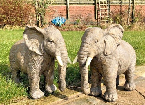 Adorno de jardín grande de resina gris plateado elefante salvaje safari animal artes vívidas artes - Imagen 2 de 12