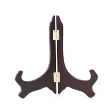 Dark Brown Rubber Finished Wooden Plate Easel Display Holder Stand