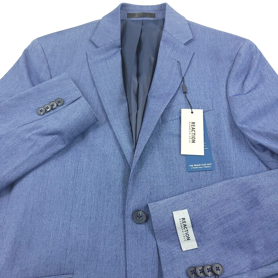 Kenneth Cole Reaction Denim Blue Two-Piece Suit w/ Pants Mens Size 36R X 29W - Image 2 of 4