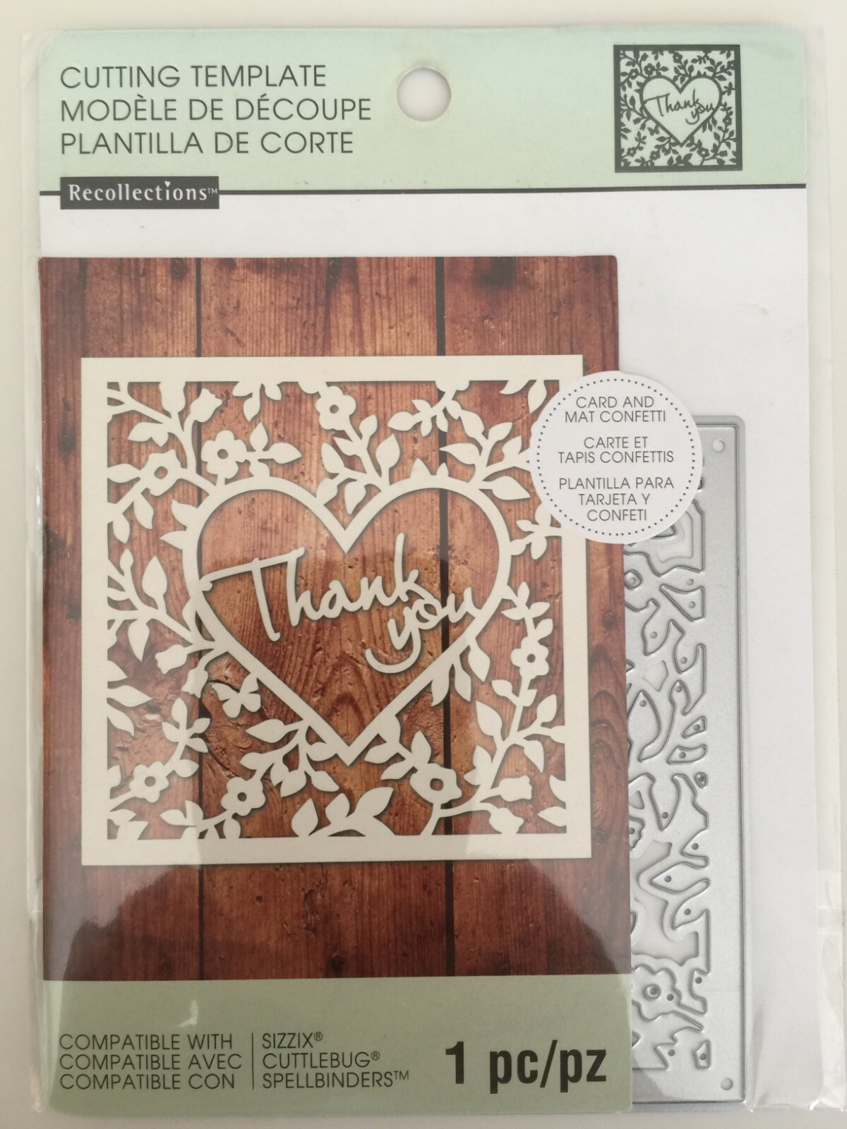 Thanks Heart Card & Mat Confetti Cutting Die Template By In Recollections Card Template