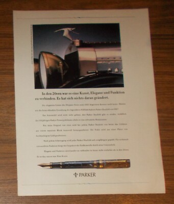 Seltene Werbung PARKER DUOFOLD Füllhalter - Hispano Suiza (1925) 1988