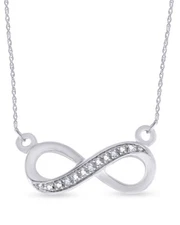 Infinity Pendant  18" Necklace Natural Round Diamond Accent 925 Sterling Silver