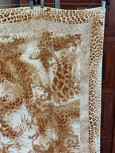 Loro Piana Pale Vanilla & Creme Brulee' Leopard/Paisley Kaschmir & Seide Schal - Bild 5 von 11