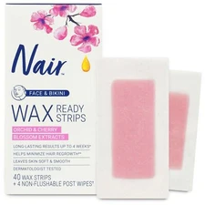 Nair Hair Remover Wax Ready Strips, Face and Bikini Hair Removal Wax Strips, ...