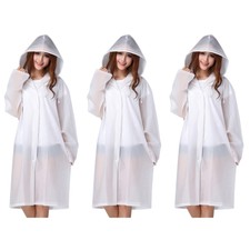 3pcs Polish Semitransparent Raincoat Women Men Portable Outdoor Travel Rainwear