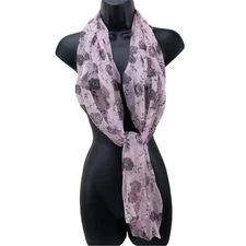 Women's Scarf Pink Sheer Floral Wrap 20" x 38" Rectangle Shawl
