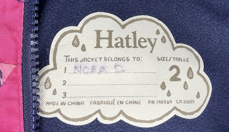 Niñas Talla 2T Hatley Primavera Cremallera Completa Chaqueta Abrigo Rosa Azul Corazones Foto 3 de 4