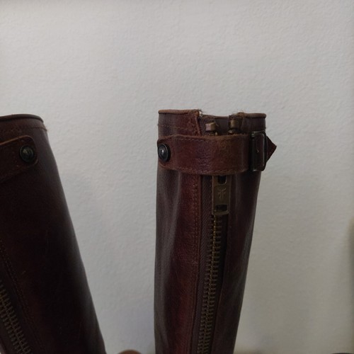Botas Frye para mujer 7 B Verónica hebilla pátina cuero hasta la rodilla cremallera de montar - Imagen 6 de 17