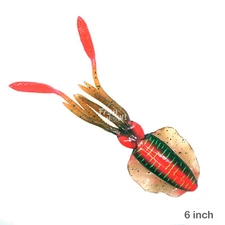 Fish WOW! 6 inch Fishing Chase Squid Skirt Real-like Octopus lure 3D eye Orange