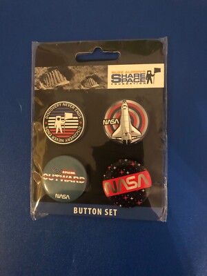 Buzz Aldrin s Share Space  Nasa Button Set Of 4