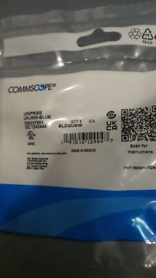 Commscope UKJ600-BLUE Uniprise Cat6 KJ-Series Modular Jack, Blue 760237651