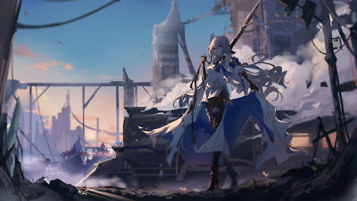 Anime girls  ruins long hair ya ju honkai impact bronya playmat gaming mat