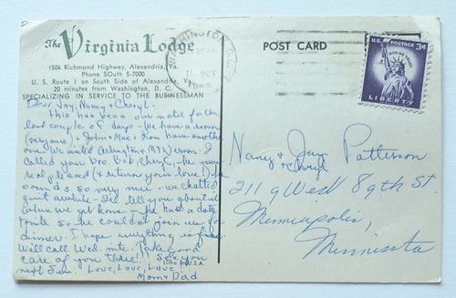 Alexandria VA Virginia The Virginia Lodge Motel & Restaurant 1962 Postcard D7 - Picture 2 of 2