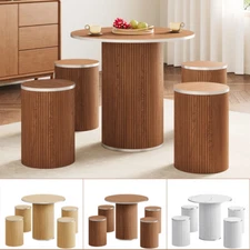 Dining Table Set for 4, Wood Kitchen Table w/ 4 Chairs for Kitchen Small Spaces