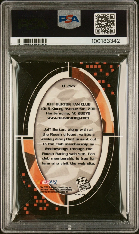 2002 Press Pass Optima #FF2 Fan Favorite Jeff Burton Autographed PSA/DNA Cert - Image 2 of 2