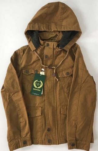 WenVen Boy's & Girl's Cotton Jacket Size Small(8) Removable Hood, Brown NWT