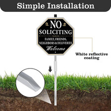 No Soliciting Sign for House with Stake, 10 X 10 Inches No Soliciting Yard Si...