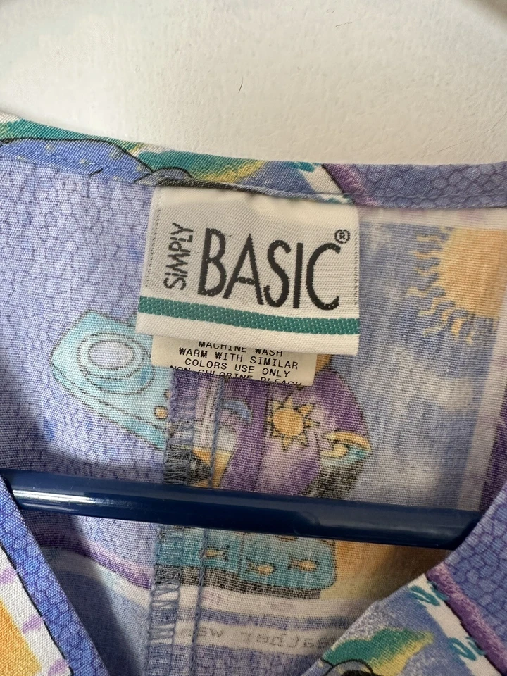 Simply Basic Penguin Tourists Maps Eiffel Tower Fishing Print Scrub Top Small - Image 3 of 4