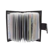 Black Men's Leather Business Cards Holder Insert Case Holder Snap Closed Wallet