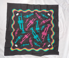 Trumpet Band Instrument Bandana Scarf Handkerchief Black/Multicolor 21"