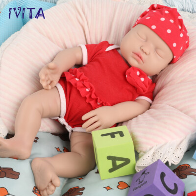 IVITA 15'' Full body Floppy Silicone Reborn Baby Eyes Closed Mädchen Doll