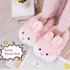 Zapatillas de interior Pink Bunny para mujer, pantuflas cálidas de felpa conejo para dama invierno