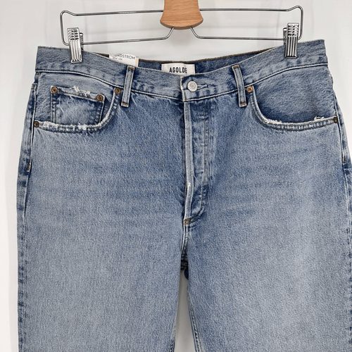 AGOLDE Riley High Rise Straight Jeans Crop Sz 32 Organic Cotton Light Wash NWT - Picture 7 of 18