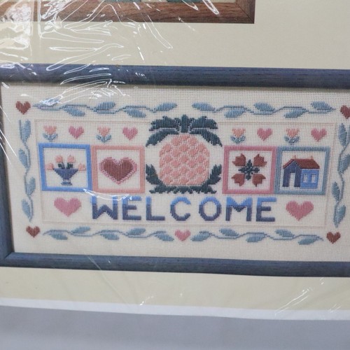 New Creative Circle 1530 Pineapple Welcome Needlepoint Kit 8" x 16" Vintage MCM - Picture 3 of 3