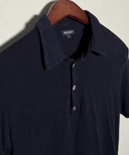 Bleusalt The Point Polo Shirt Mens Size 2 Medium Slim Navy Blue Stretch Casual