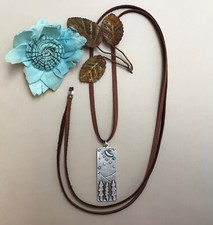 New Sundance Charm Necklace leather cord handmade artisan silver jewelry