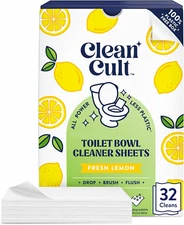 Cleancult Toilet Bowl Cleaner Sheets - Dissolvable, Septic Safe, Effective Clean