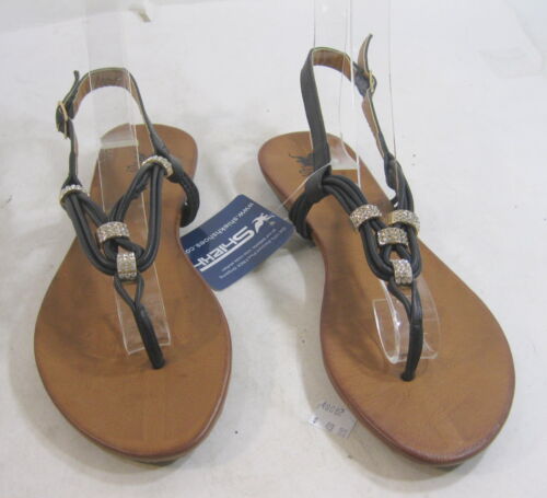 Nuevo Verano Negro Estrás Zapatos Correa Trasera Zapatos Sandalias Mujer Talla 7