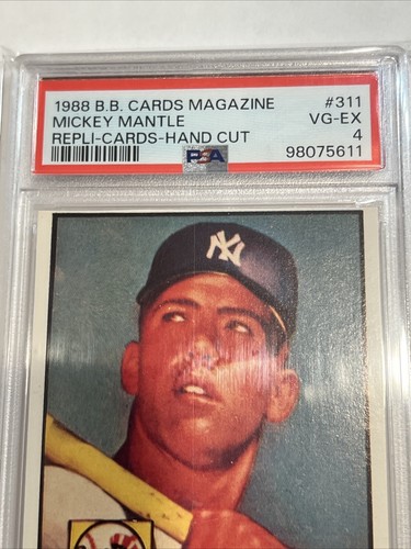 1988 BASEBALL CARDS MAGAZINE 1952 TOPPS MICKEY MANTLE #311 RC PSA 4 RARE LOW POP - Picture 3 of 5