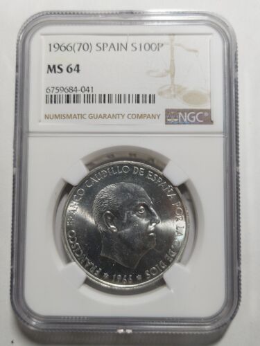 Spain 100 Pesetas, 1966 / 1970, NGC MS 64 - Picture 1 of 4