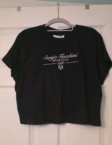 Sergio Tacchini, Sergio Tacchini Womens 2XL Nicola Maritime Blue Cropped Logo T-Shirt NWT