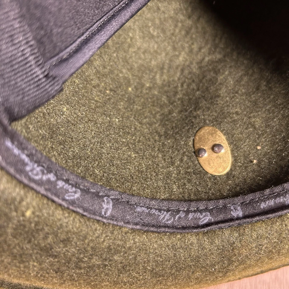 Conte of Florence Wool Fedora Wide Brim Hat 58 Green Mens Outdoors Italy - Image 4 of 4