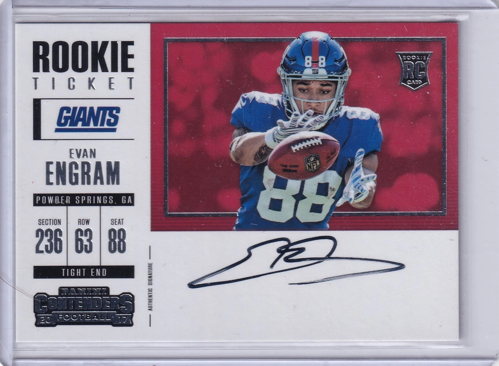 Evan Engram 2017 Panini Contenders Variation Rookie Ticket Rc On Card Auto